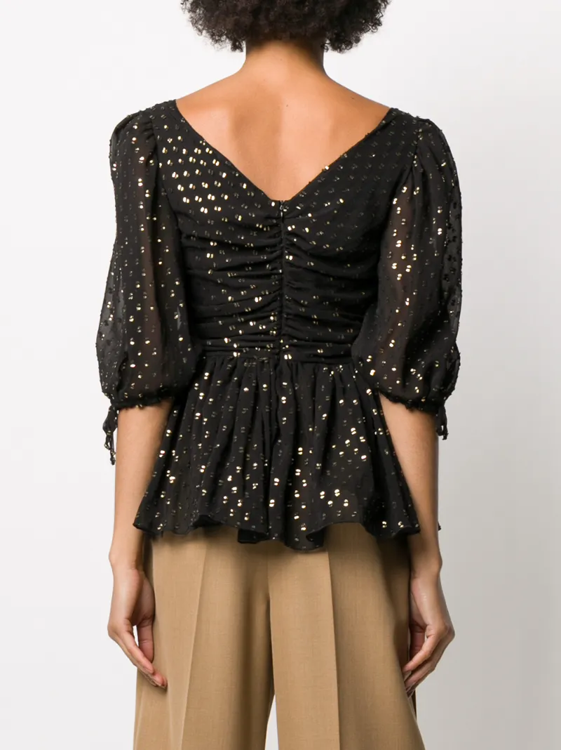 Frankie Morello Black Blouse With Lurex Details In Black