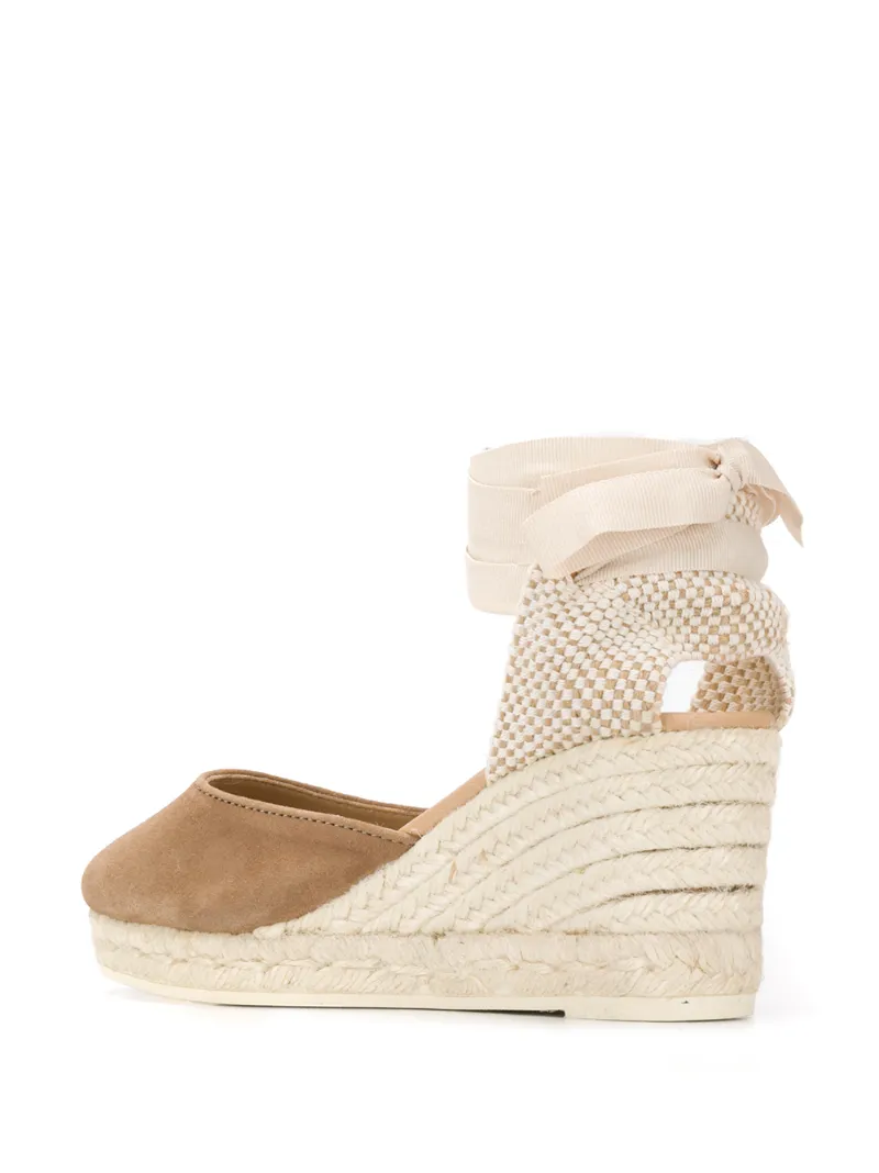 Manebi Hamptons Suede Low-wedge Sandals In Brown