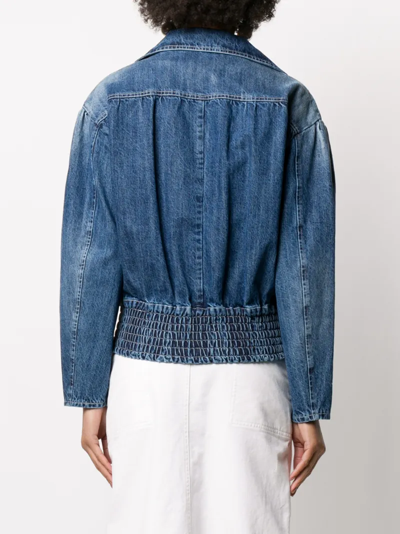 Frankie Morello Wide Lapel Buttoned Denim Jacket In Blue