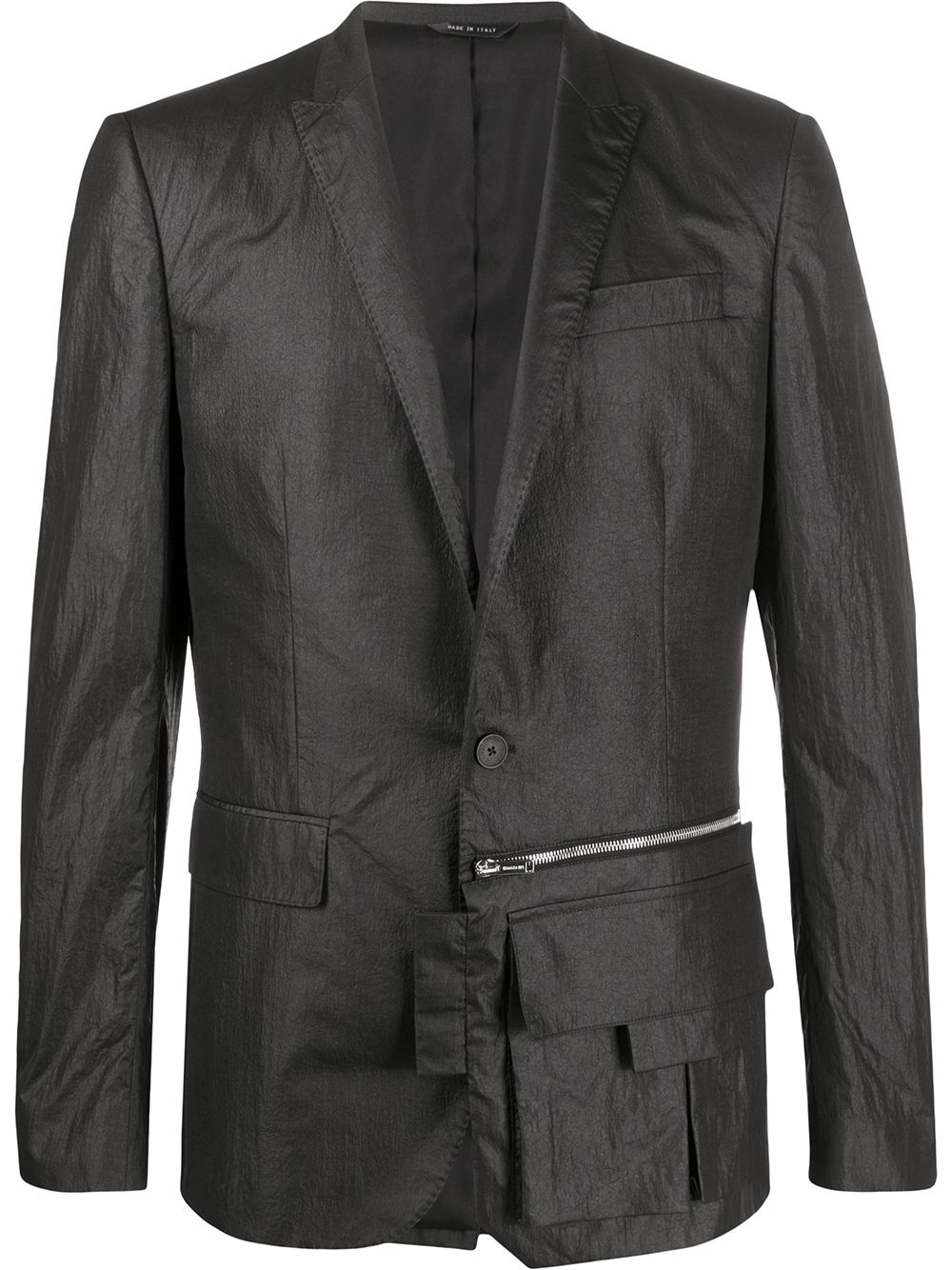 Shop Les Hommes Crinkled Utility Blazer In Black