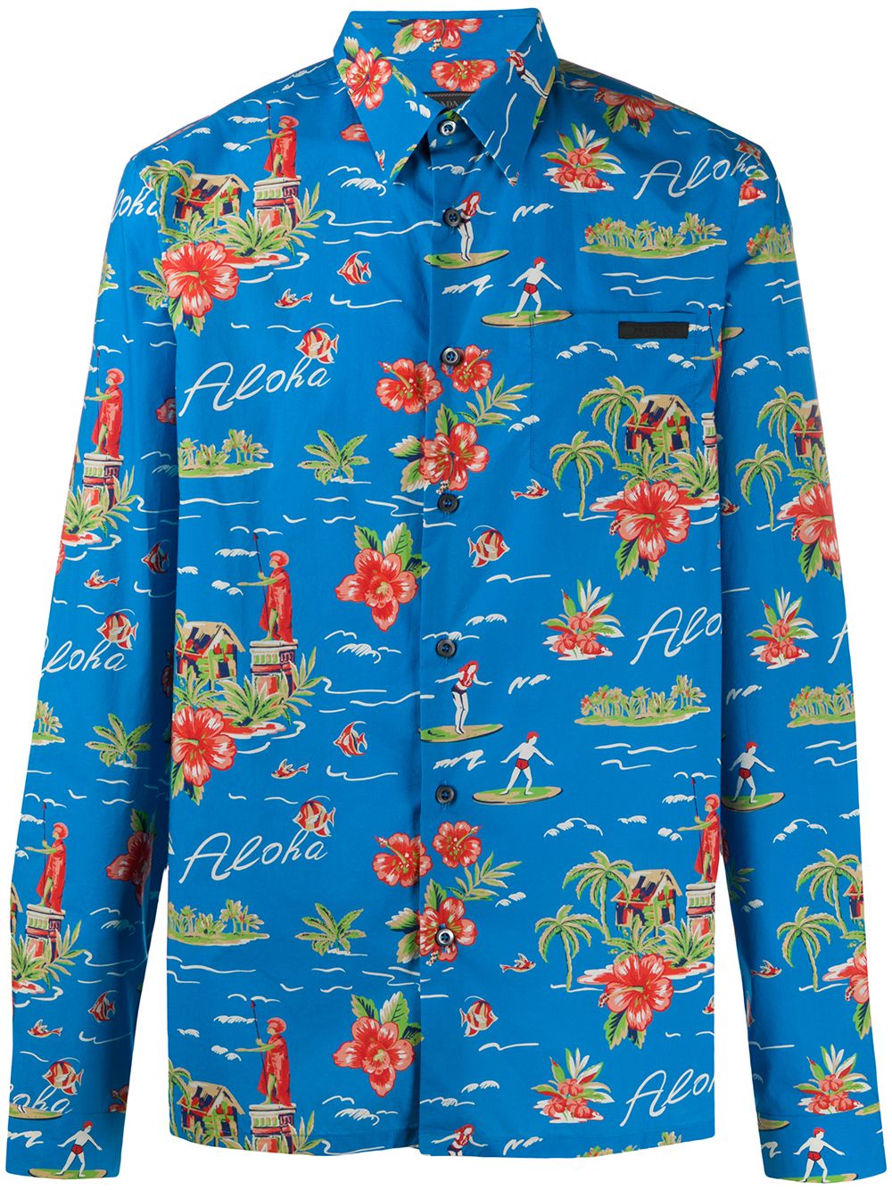 Prada Tropical Print Shirt In Blau