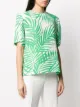 Sara Battaglia blusa de crepé con estampado de hojas de palma