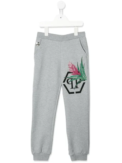 Philipp Plein Junior pants con logo con apliques 
