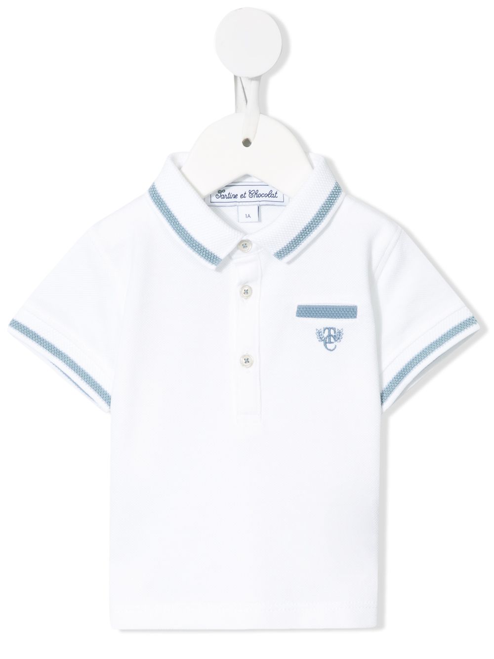 Tartine Et Chocolat Babies' Tc Crest Logo Polo Shirt In White