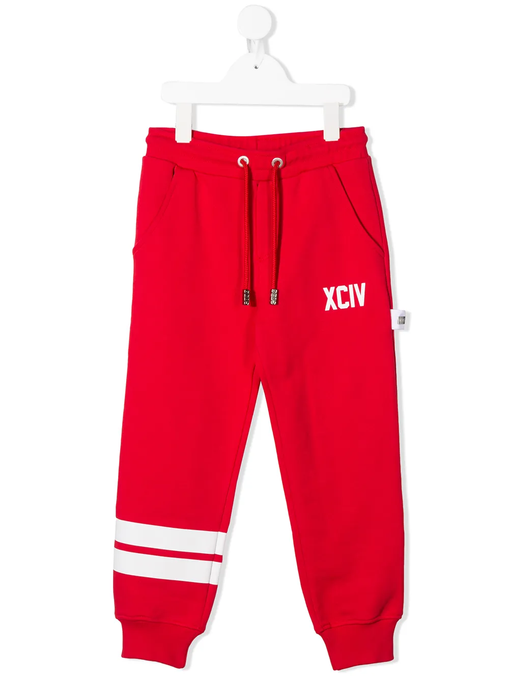 Gcds Kids' Stripe Detail And Rear Branded Tracksuit Bottoms In Red