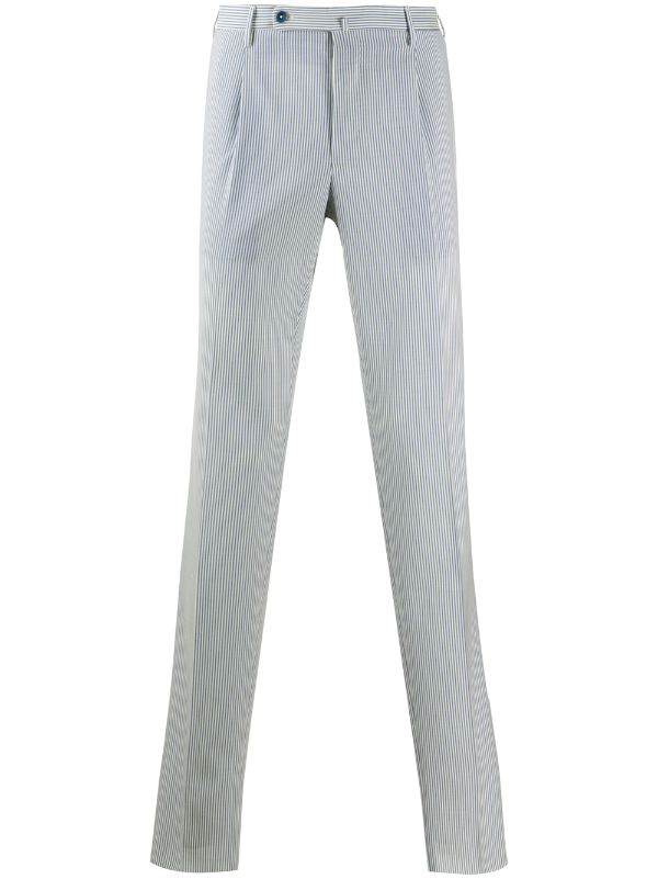 striped slim fit trousers