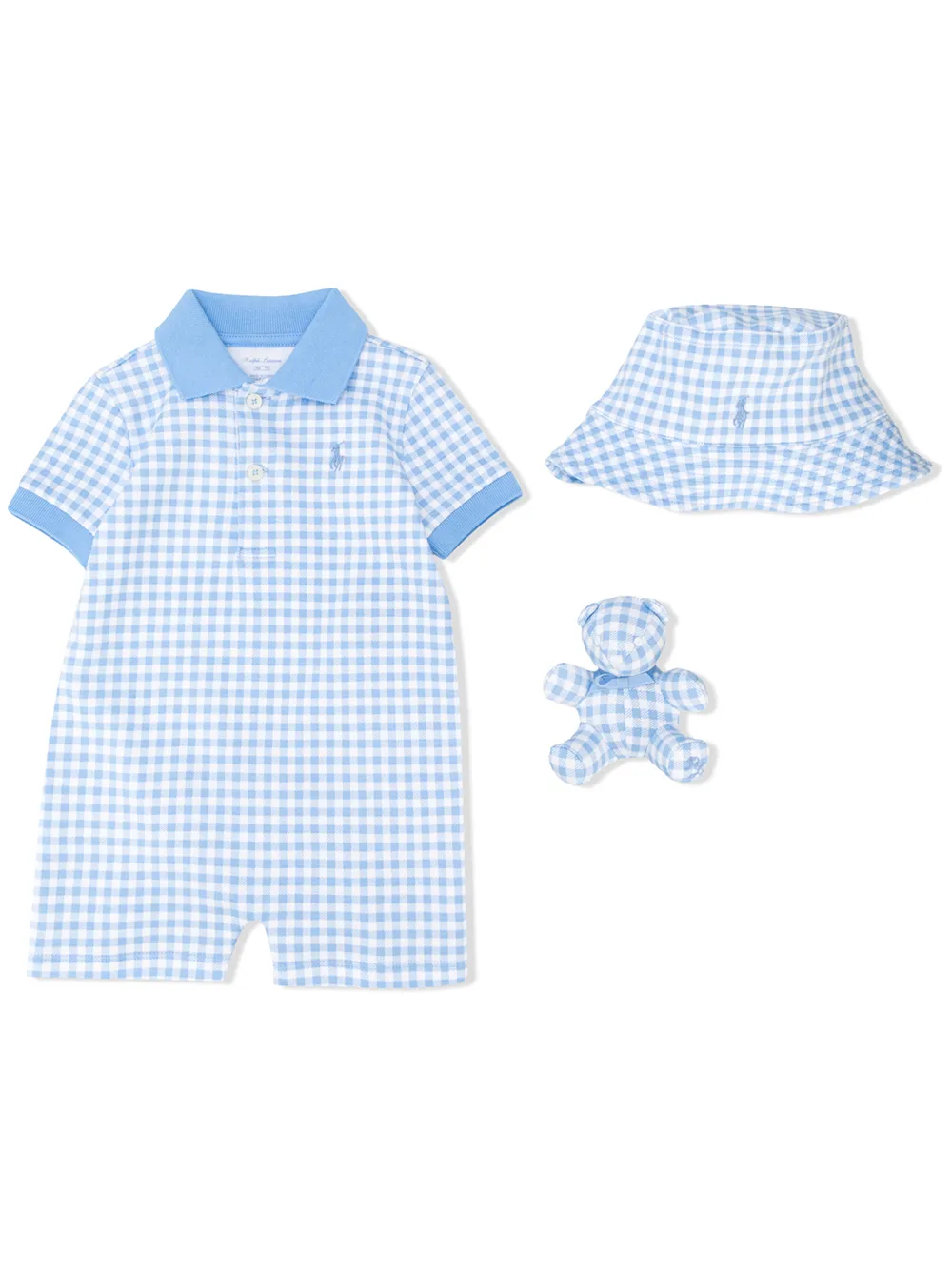 Polo Ralph Lauren Babies' Short Sleeve Gingham Checked Romper In White