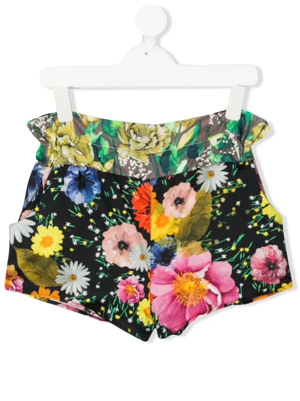 Women/'s Blooming Flowers Floral Print High Elastic Waist Shorts Mini Short Pants