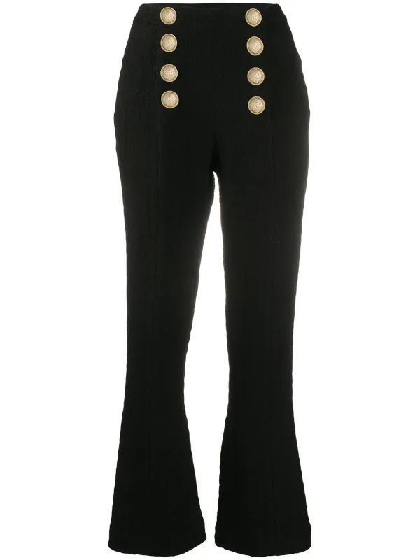 balmain striped high waisted flare pants