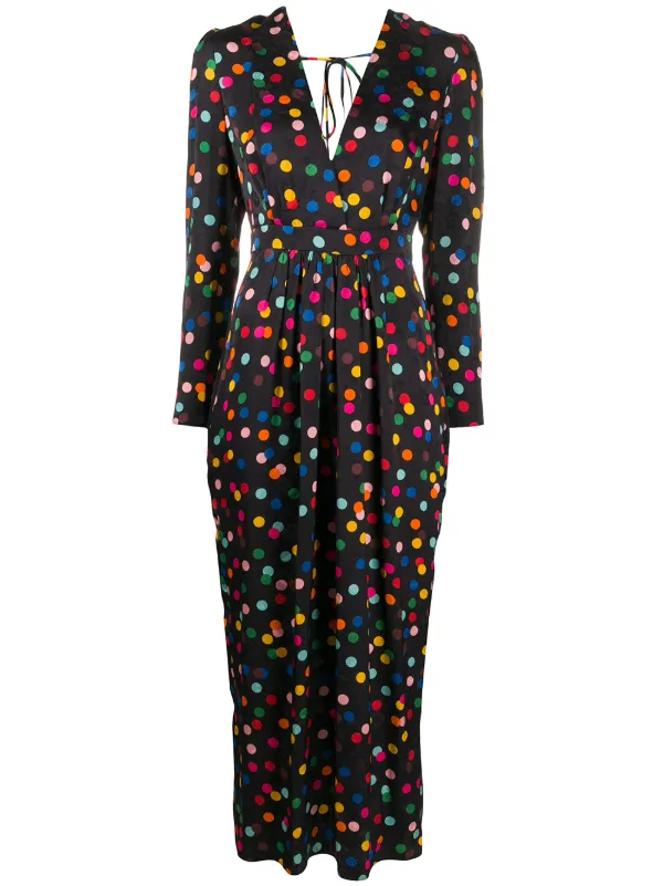 polka dot long sleeve maxi dress