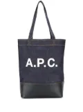 A.P.C. logo print denim tote - Blue