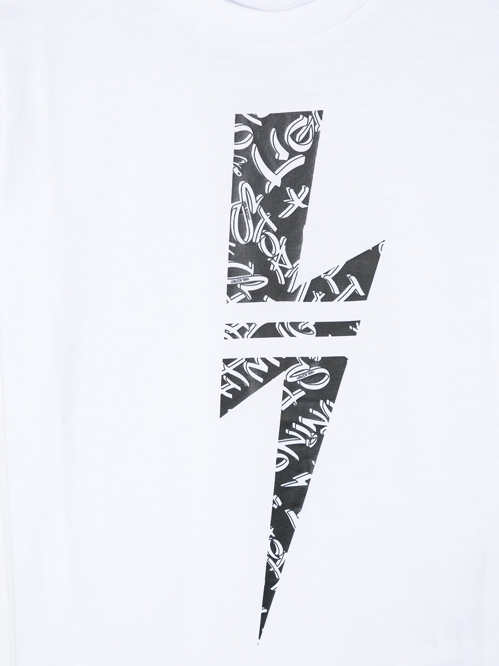 фото Neil barrett kids lightening bolt print round neck t-shirt