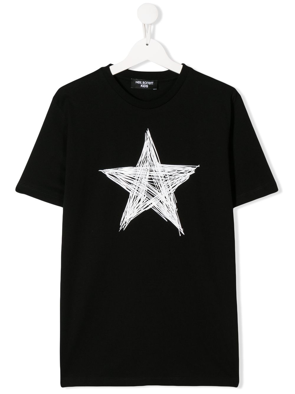 Neil Barrett Kids' Scribble Star Print Round Neck T-shirt In Black