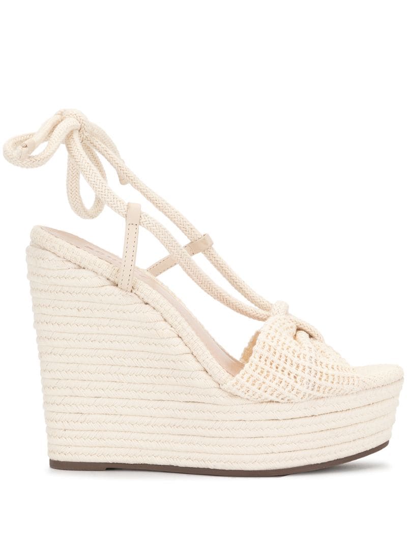 Schutz Woven Wedge Sandals In Neutrals