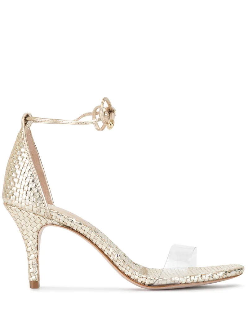 Schutz Woven Metallic Sandals In Gold