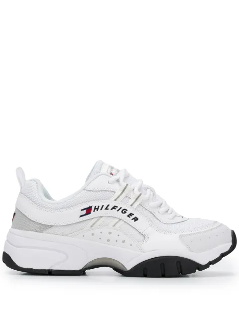 tommy jeans classic logo leather lace up trainers