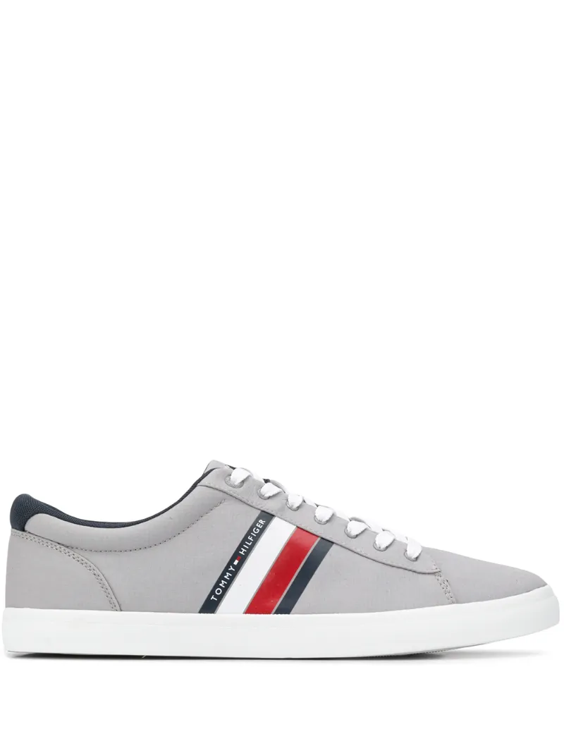 Tommy Hilfiger – lace-up flat plimsolls – men – Cotton/Polyester/Rubber – 41, 42, 43, 44, 45, 46 – Grey