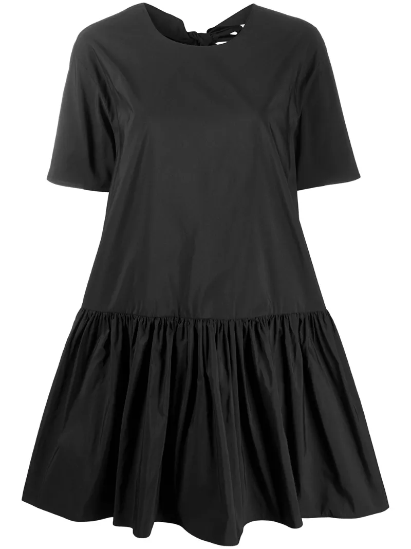 Valentino A-line Short-sleeved Pleated Dress In Black