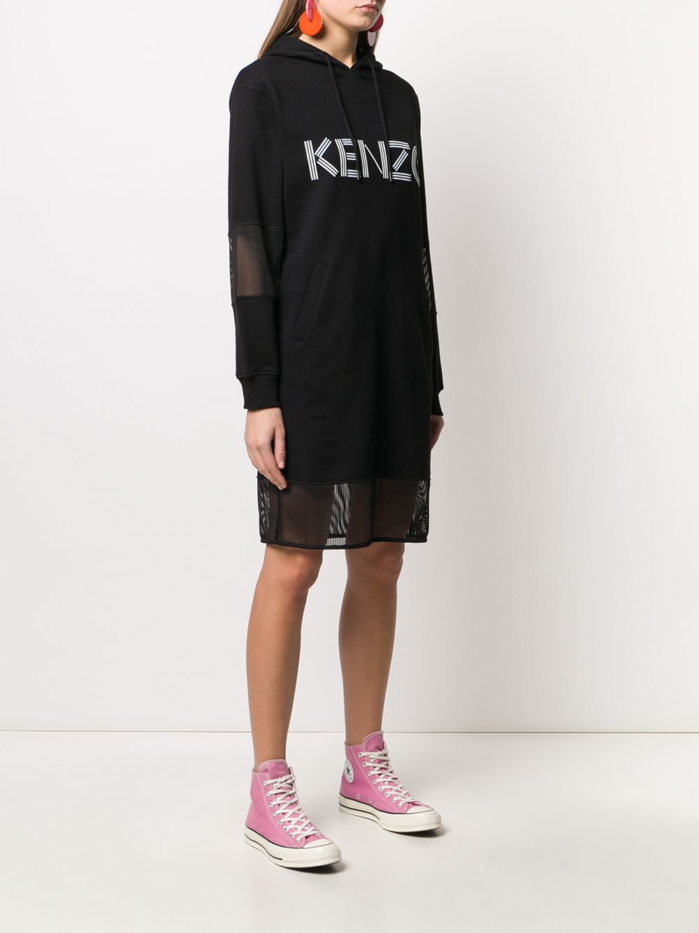 фото Kenzo платье-толстовка с капюшоном и сетчатыми вставками