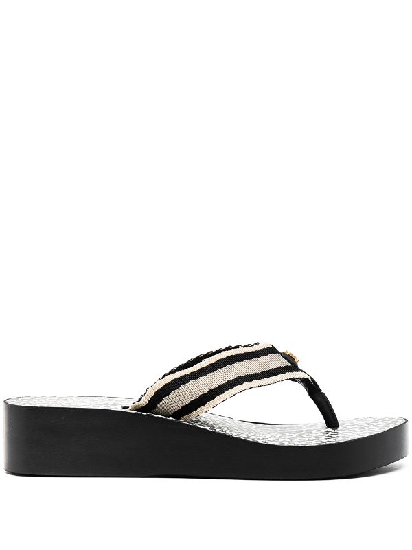 tory burch black and white flip flops