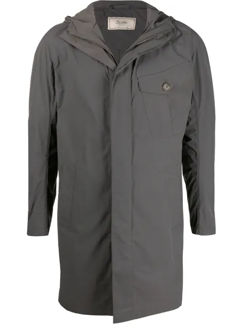 Herno concealed fastening hooded parka