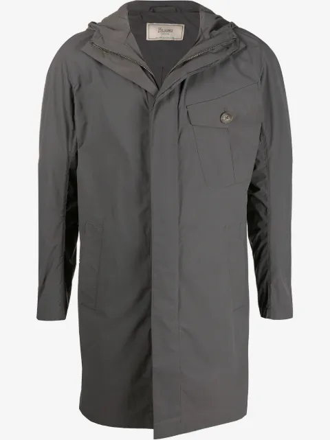 Herno concealed fastening hooded parka