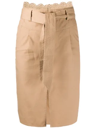 khaki lace pencil skirt