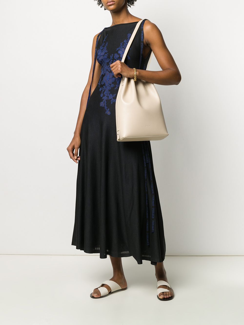 Shop Loewe Silk Lace Knit Dress In Black