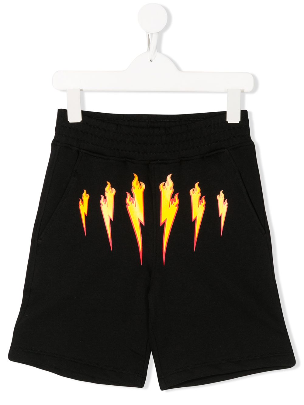 фото Neil barrett kids firebolt print elasticated waist shorts