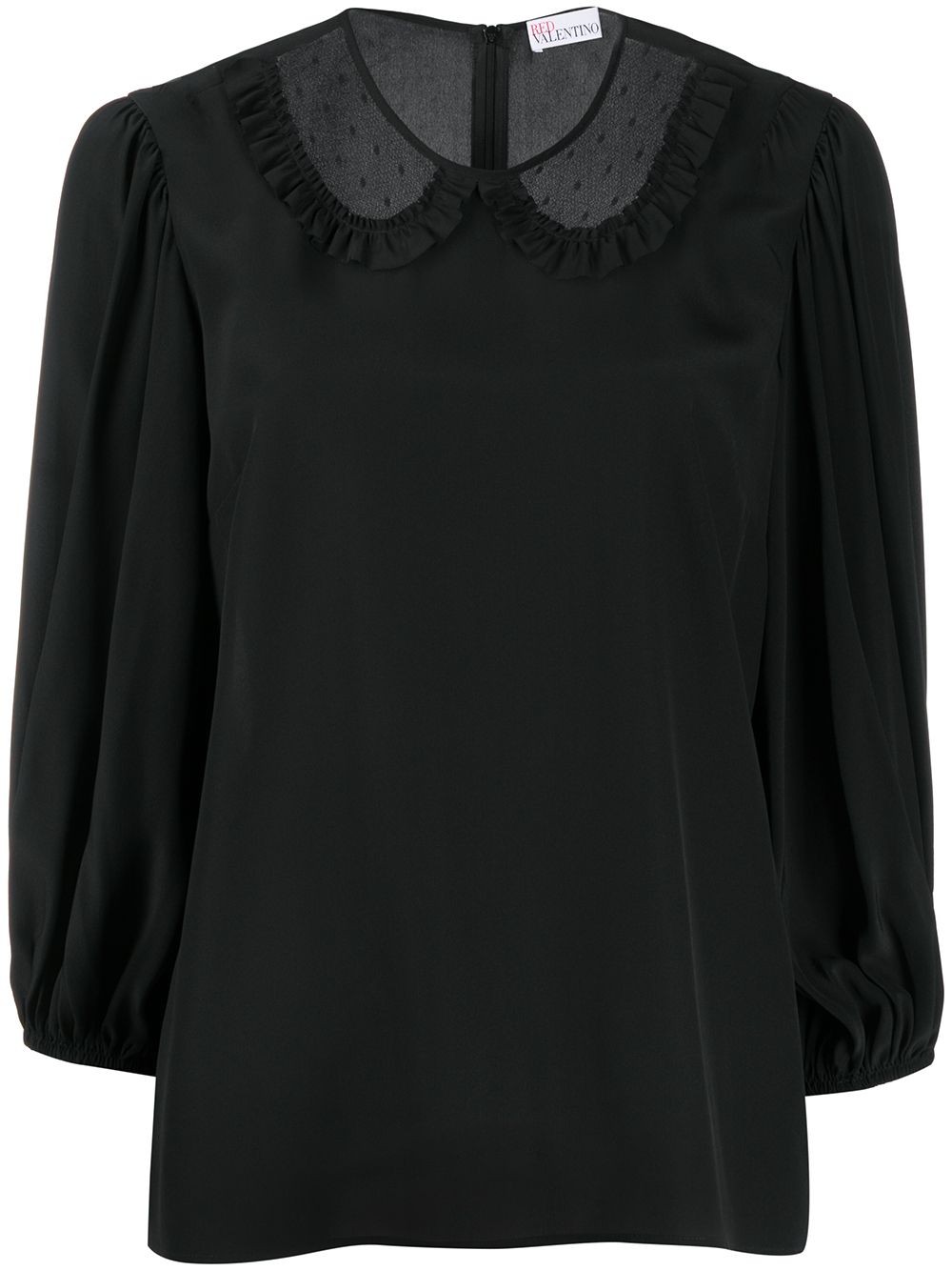 Shop Red Valentino Sheer-collar Blouse In Black