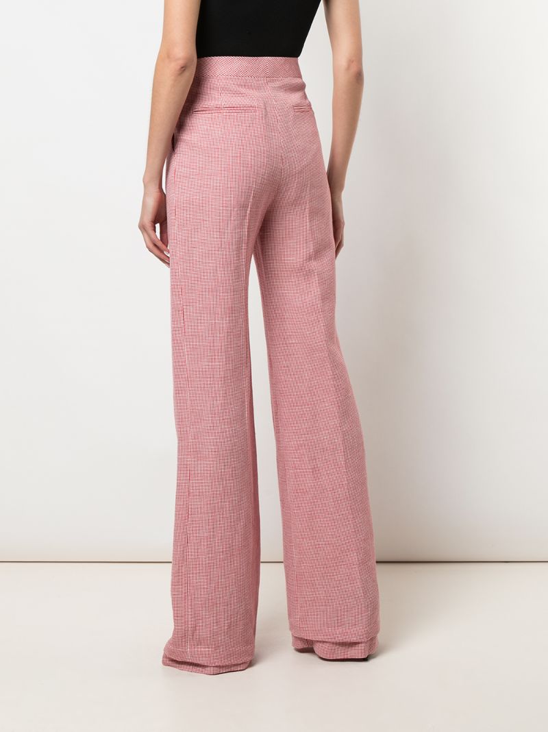 Shop Altuzarra Micro Gingham High-waisted Trousers In Red