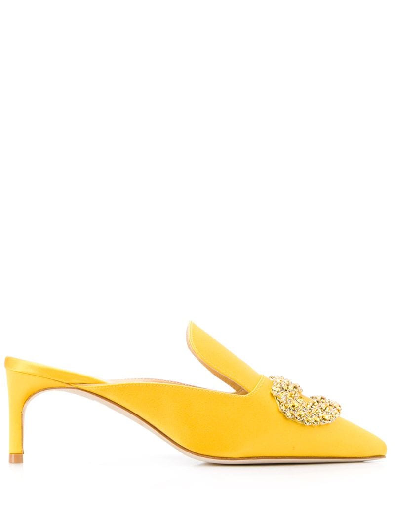 Shop Giannico Daphne 70mm Slip On Mules In Yellow