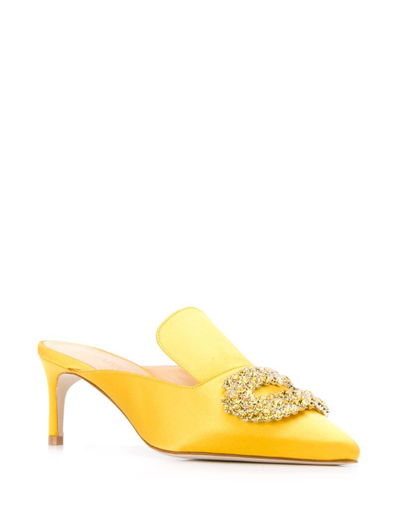 Shop Giannico Daphne 70mm Slip On Mules In Yellow