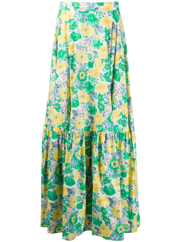 floral flare skirt yellow