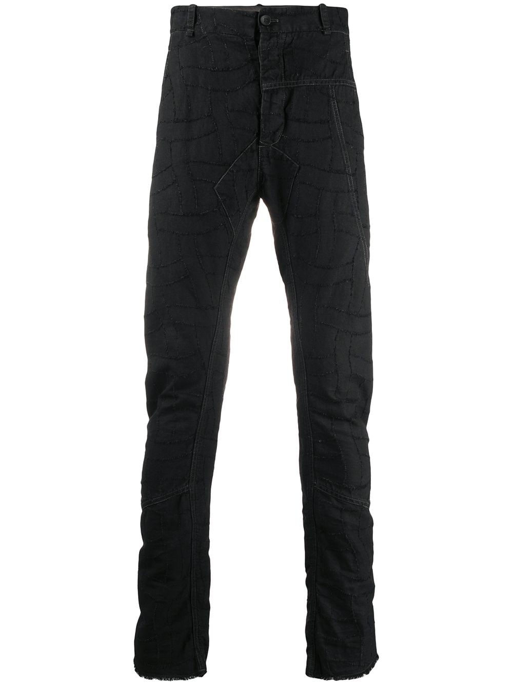 Masnada Embroidered Slim-fit Trousers In Black
