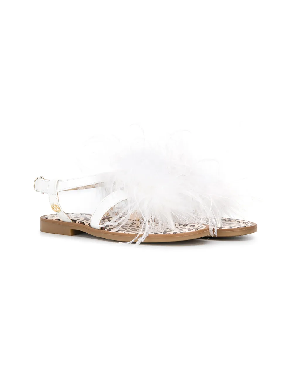 FLORENS FEATHER EMBELLISHED FLAT SANDALS
