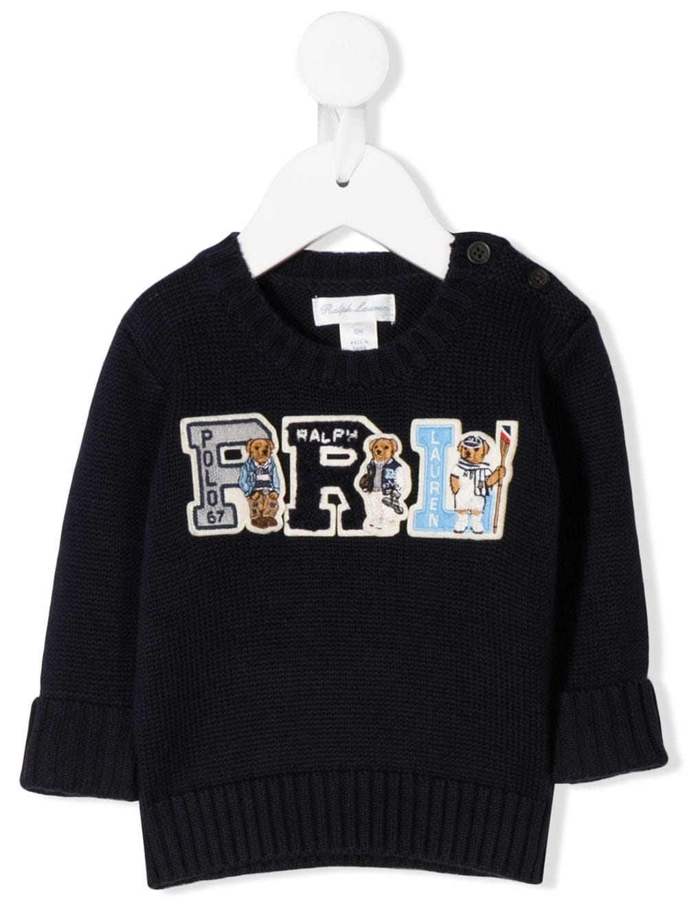 Shop Ralph Lauren Logo Embroidered Button Detail Jumper In Blue