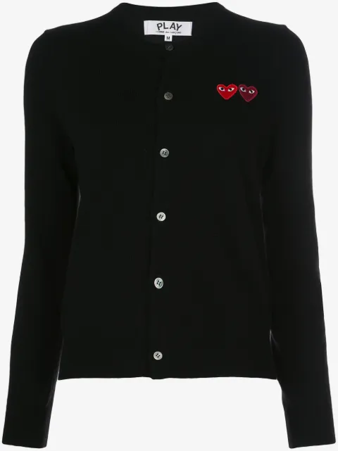 Comme Des Garçons Play double heart-patch knit cardigan