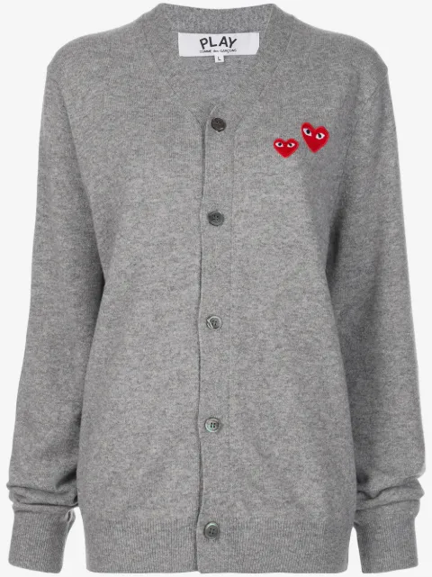 Comme Des Garçons Play double heart-patch knit cardigan