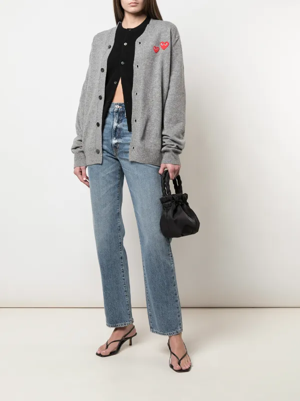 Comme Des Garçons Play Double heart-patch Knit Cardigan