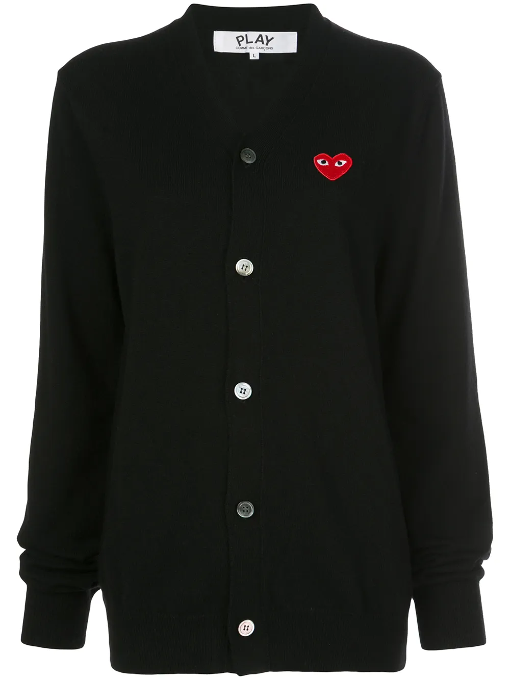 Comme Des Garçons Play Heart-patch Knit Cardigan In 黑色