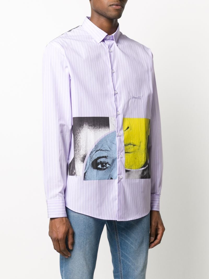 Shop Frankie Morello Photo Print Striped Shirt In Purple