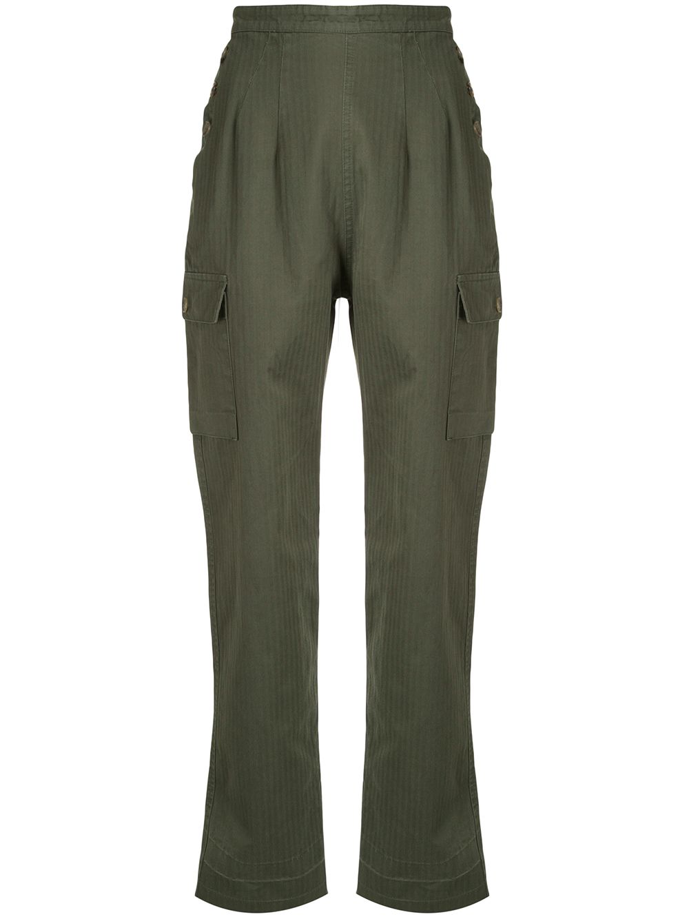 Bassike High Waisted Cargo Trousers In Green