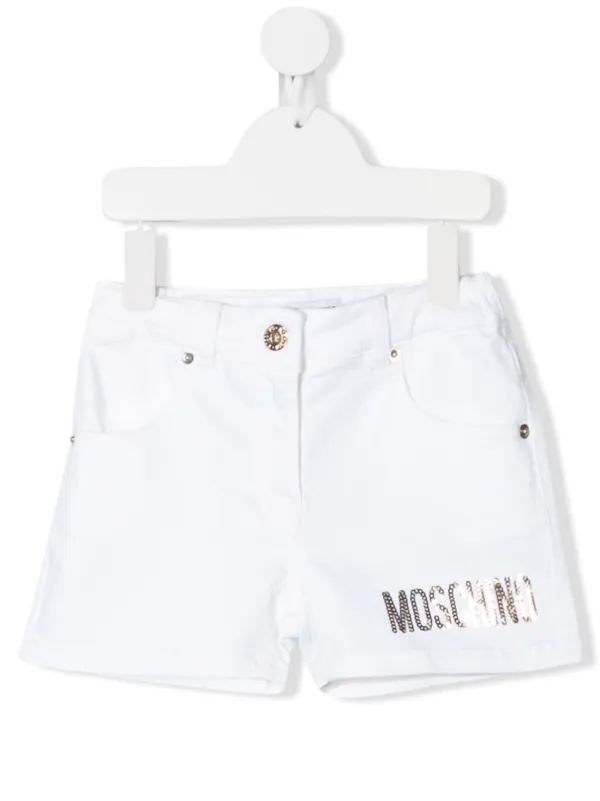 kids white denim shorts
