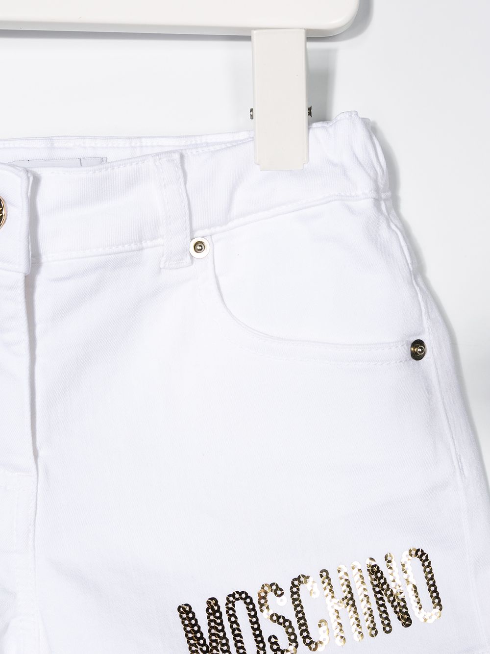 фото Moschino kids джинсовые шорты с логотипом из пайеток