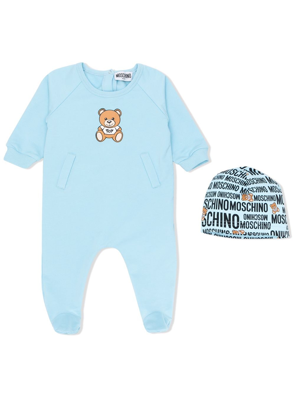 Moschino Toy-print Babygrow In Blue