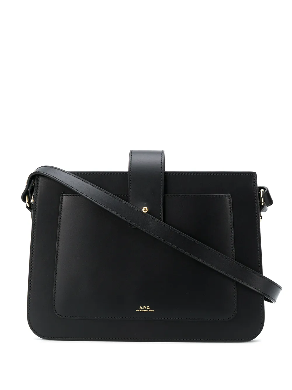 

A.P.C. bolsa de hombro con diseño trapezoidal y con detalle de bolsillo - Negro