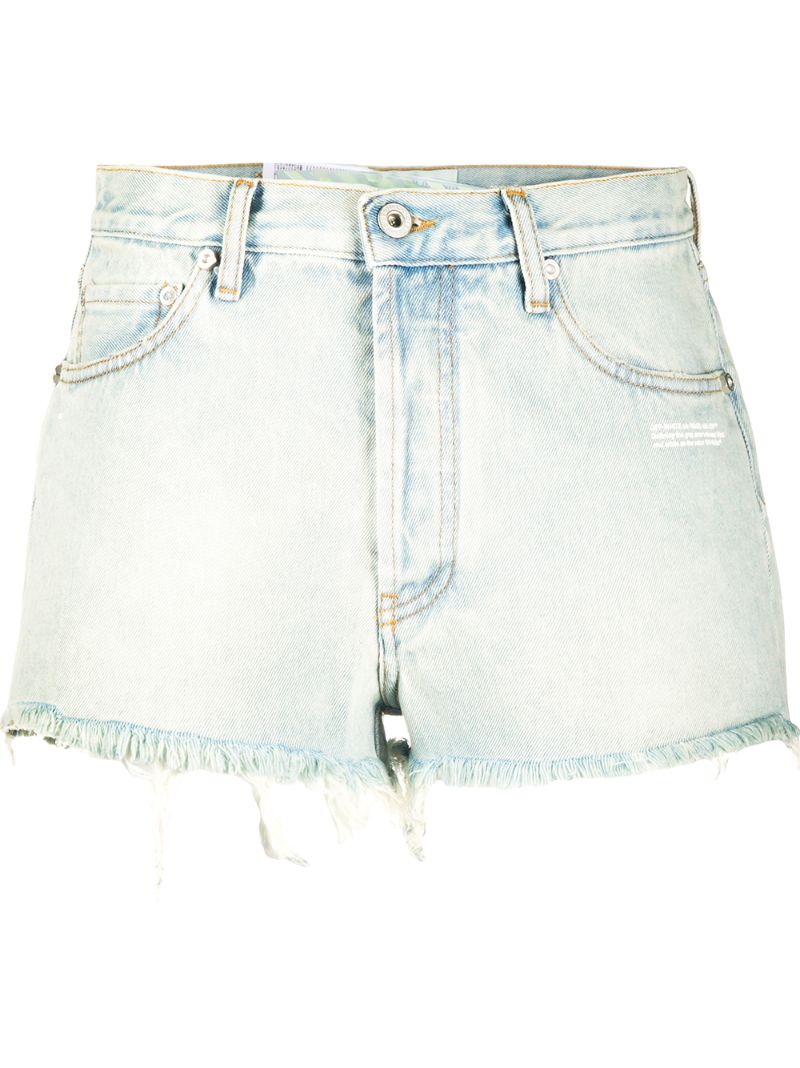 Off-white Bleached Denim Shorts In Blue