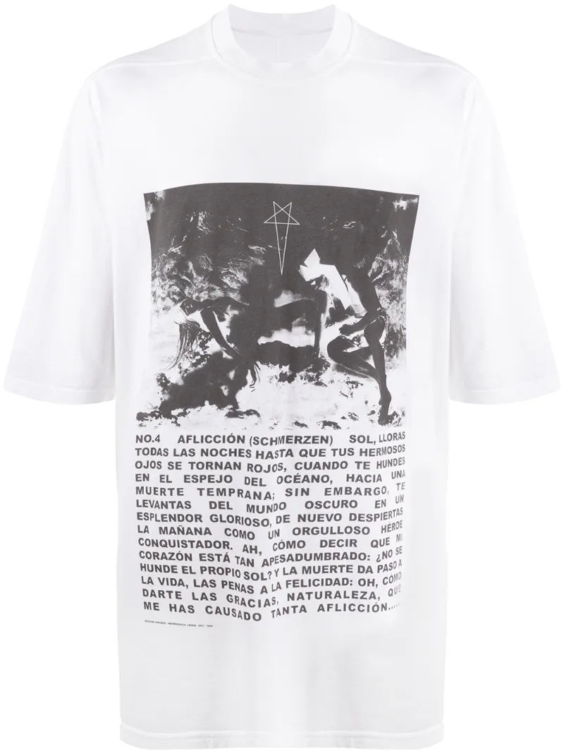RICK OWENS DRKSHDW JUMBO TEXT-PRINT COTTON T-SHIRT