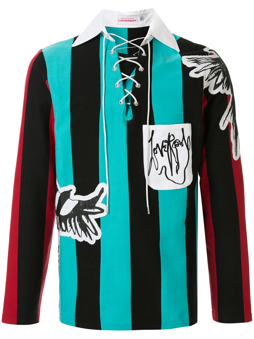 

Charles Jeffrey Loverboy camisa a rayas con cordón - Azul